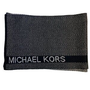 MICHAEL Michael Kors Spellout Metallic Scarf Black Silver